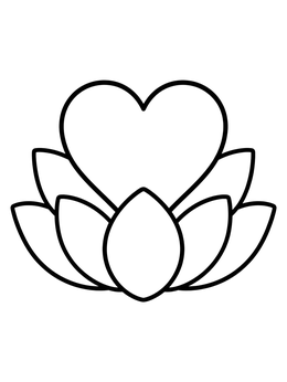 Free printable Lotus Flower Heart coloring page