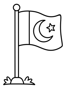 Free printable National Flag Of Pakistan On Pole coloring page