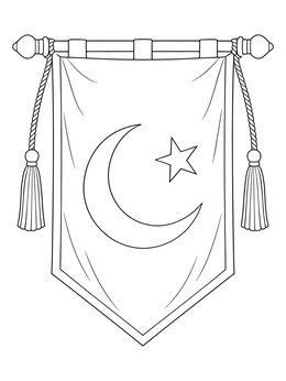 Free printable Hanging Crescent Banner With Tassels coloring page
