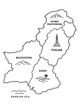 Free printable Map Of Pakistan Provinces coloring page