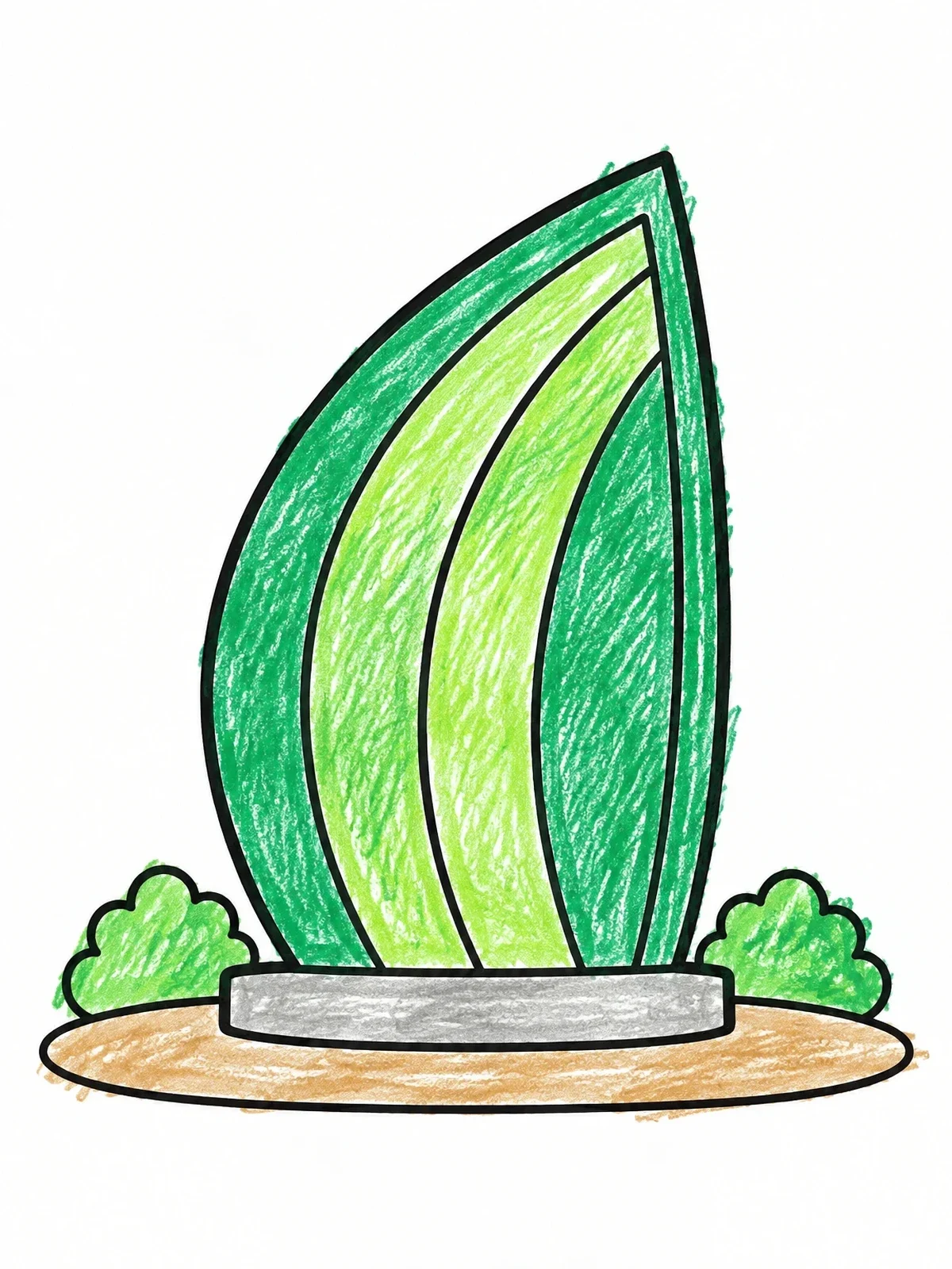 Colored example of the Pakistan Monument Petal Outline coloring page