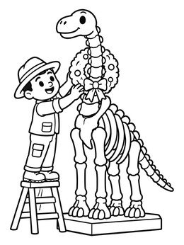 Free printable Decorating A Dinosaur Skeleton coloring page