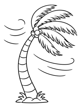 Free printable Palm Tree In Hurricane Wind coloring page
