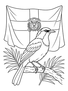 Free printable Palmchat And Dominican Republic Flag coloring page
