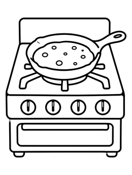 Free printable Pancake Cooking On The Stove coloring page