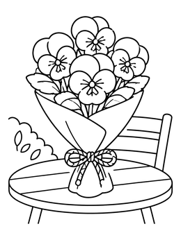 Free printable Pansy Bouquet On Garden Table coloring page