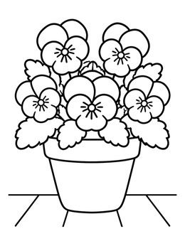 Free printable Pansy Flowers In A Flowerpot coloring page