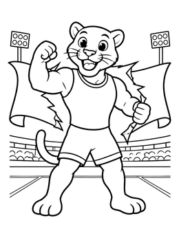 Free printable Panther Mascot In The Stadium coloring page