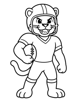 Free printable Panther Mascot Playing Football coloring page