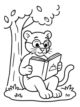 Free printable Panther Reading Under A Tree coloring page