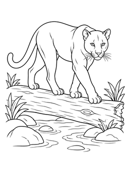 Free printable Panther Walking On A Fallen Log coloring page