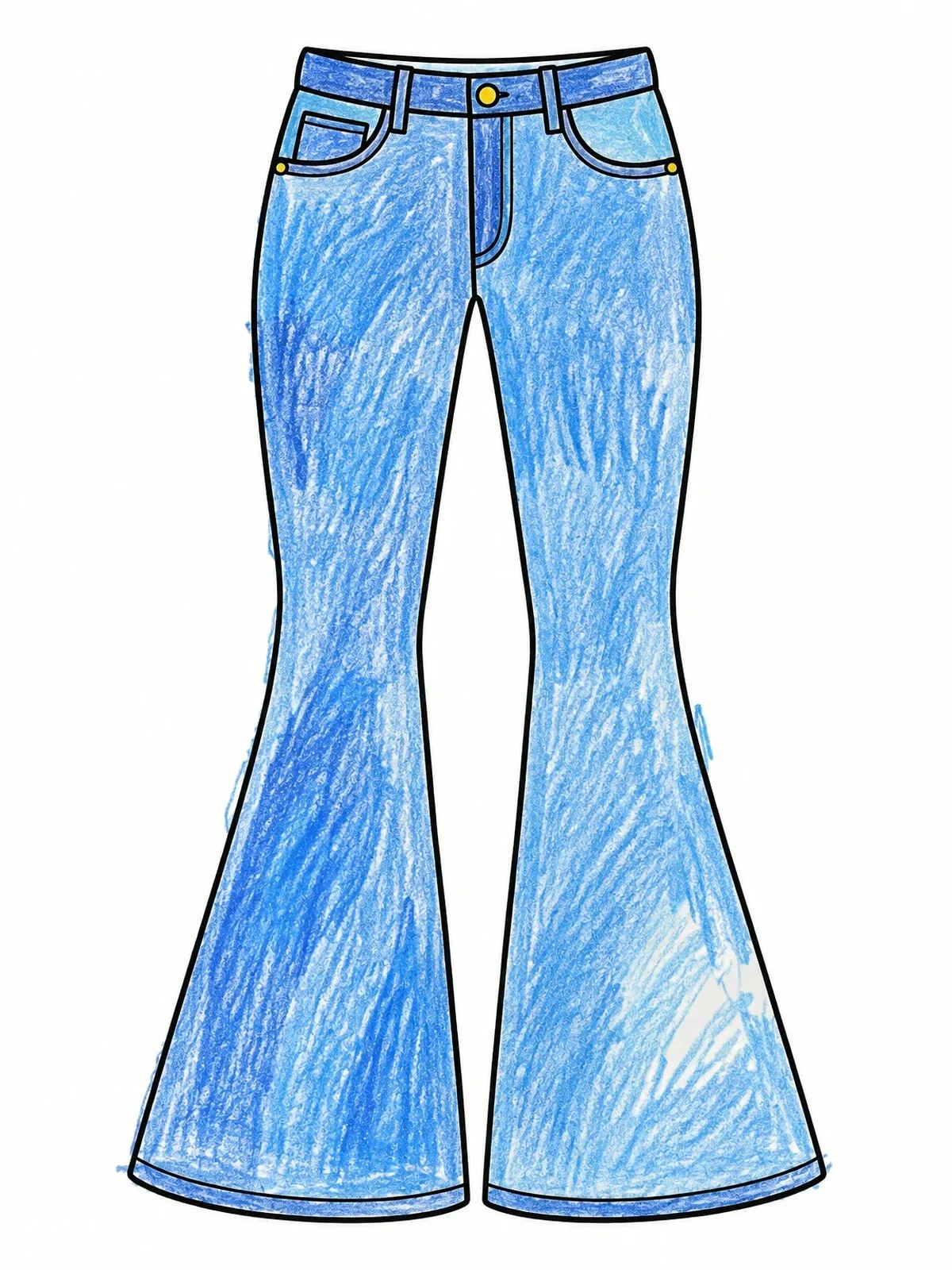 Colored example of the Retro Flared Bell Bottom Jeans coloring page