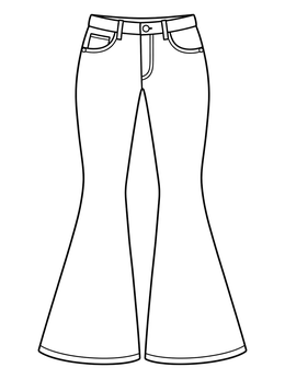Free printable Retro Flared Bell Bottom Jeans coloring page