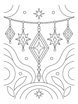 Free printable Geometric Diamond And Star Garland coloring page