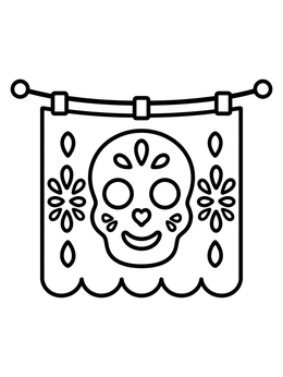 Free printable Papel Picado Flag With Skull coloring page