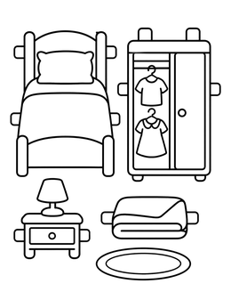 Free printable Paper Doll Bedroom Furniture Set coloring page