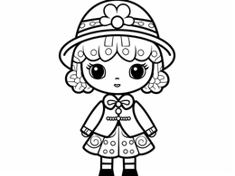 Cute Paper Doll Coloring Time - Coloring Page