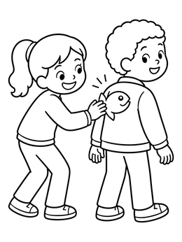 Free printable Paper Fish April Fools Prank coloring page