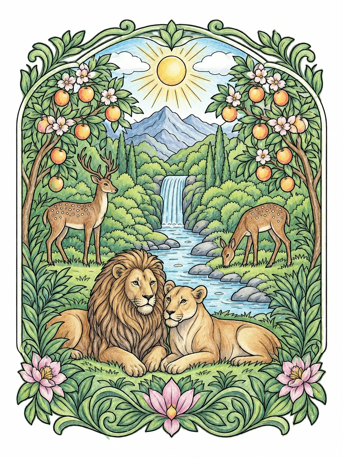 Colored example of the Garden Of Eden Wildlife Haven coloring page