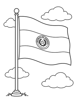 Free printable Paraguay Flag Waving In Sky coloring page