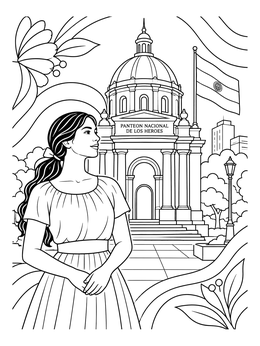 Free printable Paraguayan Woman And Panteon Nacional coloring page