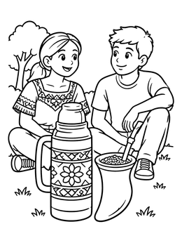 Free printable Friends Sharing Terere Outdoors coloring page