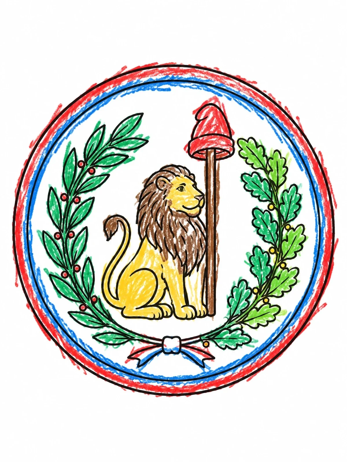 Colored example of the Paraguay Treasury Seal With Lion coloring page