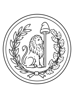 Free printable Paraguay Treasury Seal With Lion coloring page