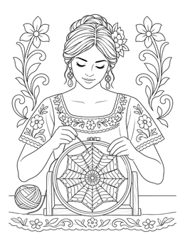 Free printable Paraguayan Artisan Crafting Nanduti Lace coloring page