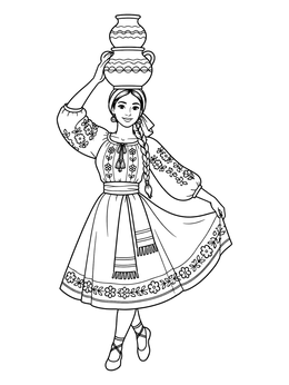 Free printable Paraguayan Galopera Folk Dancer coloring page