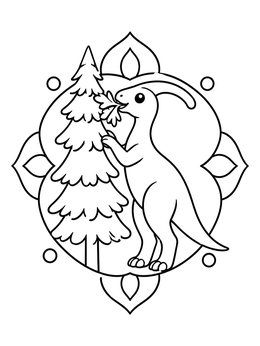 Free printable Parasaurolophus Nibbling On A Pine Tree coloring page