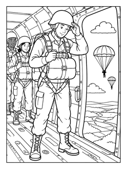Free printable Paratroopers Ready For Jump coloring page