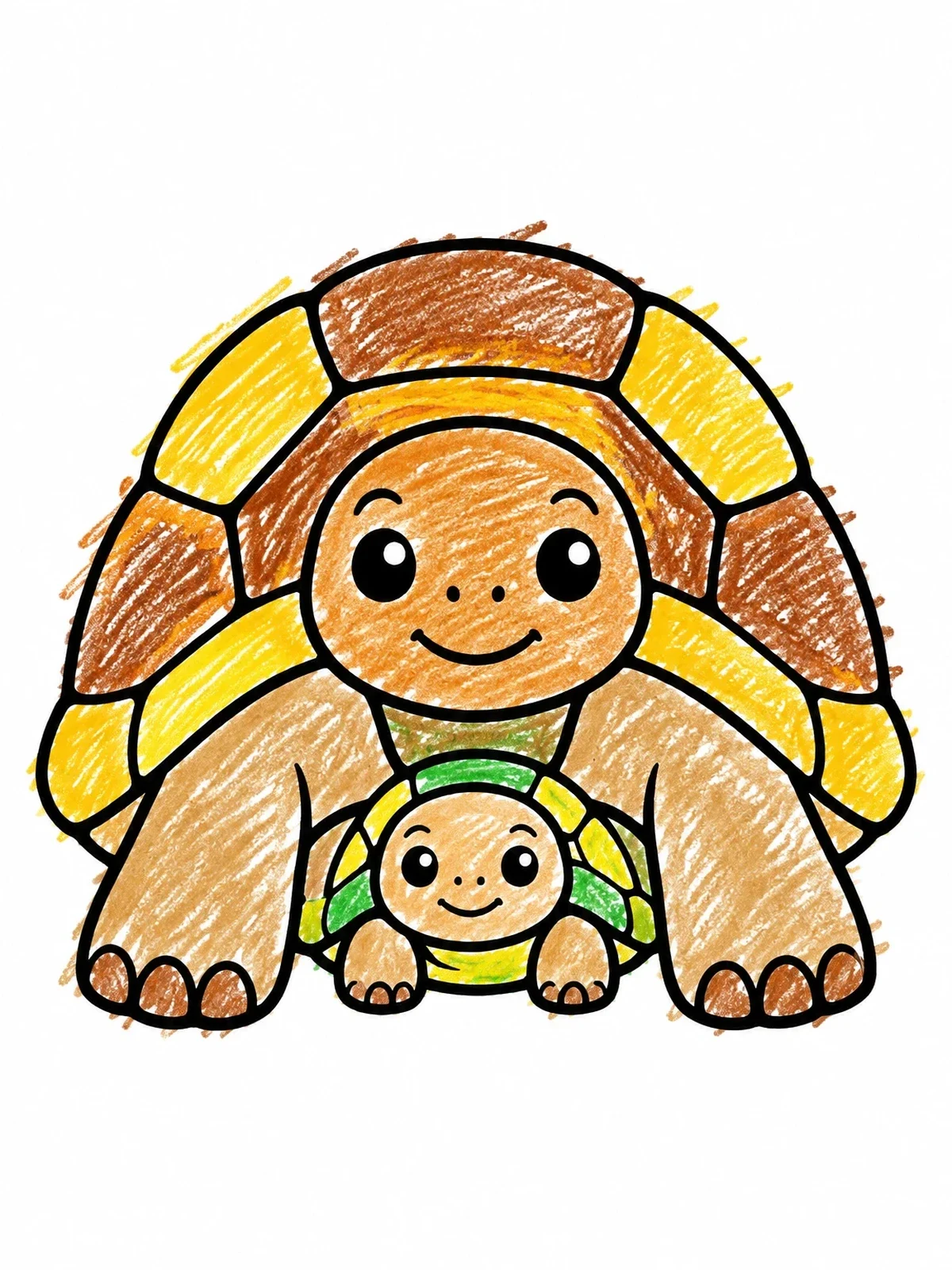 Colored example of the Parent And Baby Desert Tortoise coloring page