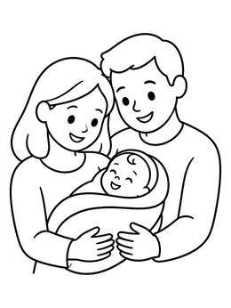 Free printable Parents Holding Their Newborn Baby coloring page