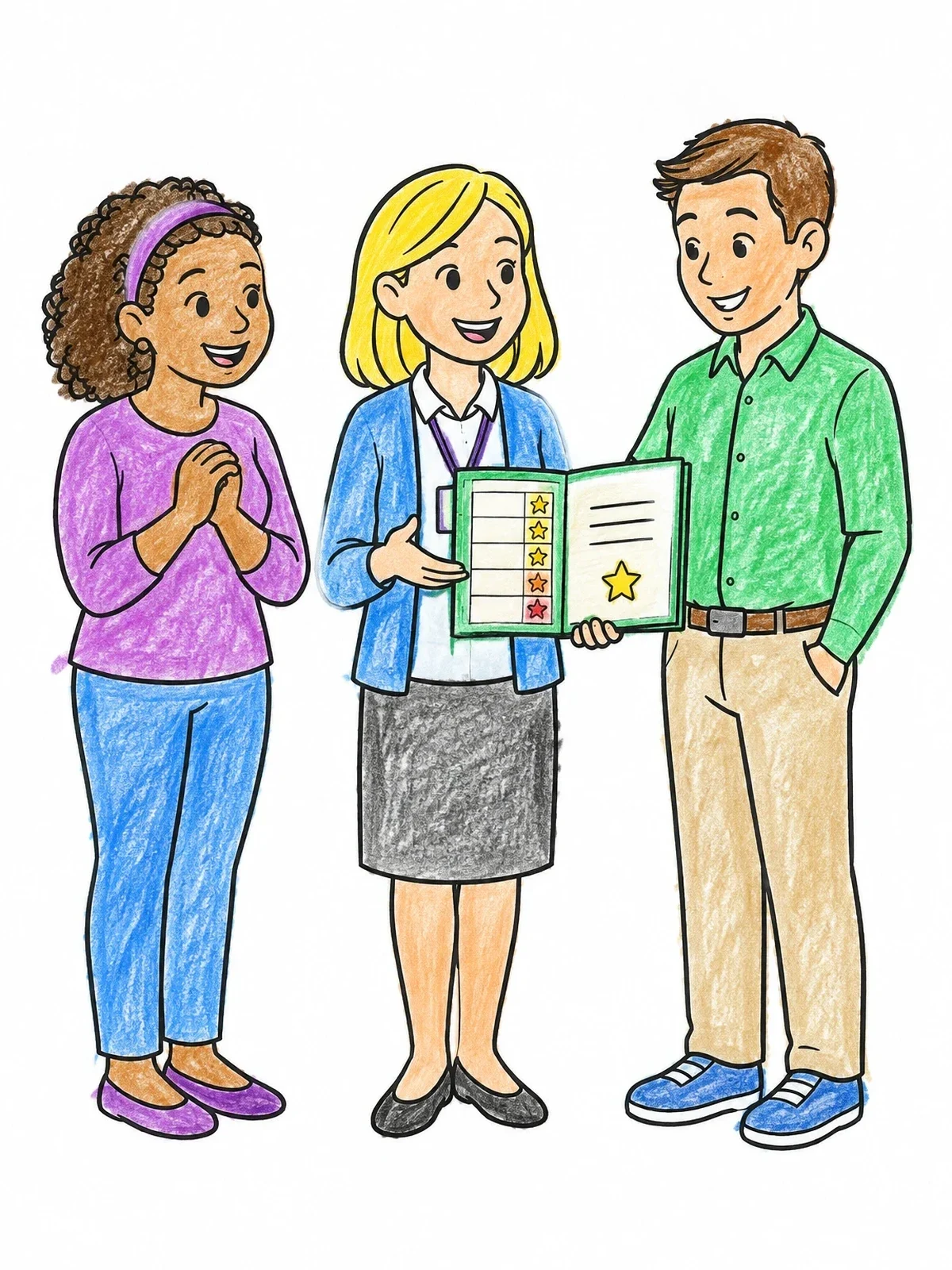 Colored example of the Parent Teacher Conference With Report Card coloring page