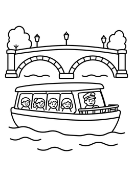 Free printable Seine River Boat Tour coloring page