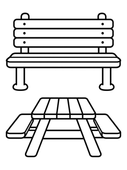 Free printable Park Bench And Picnic Table coloring page