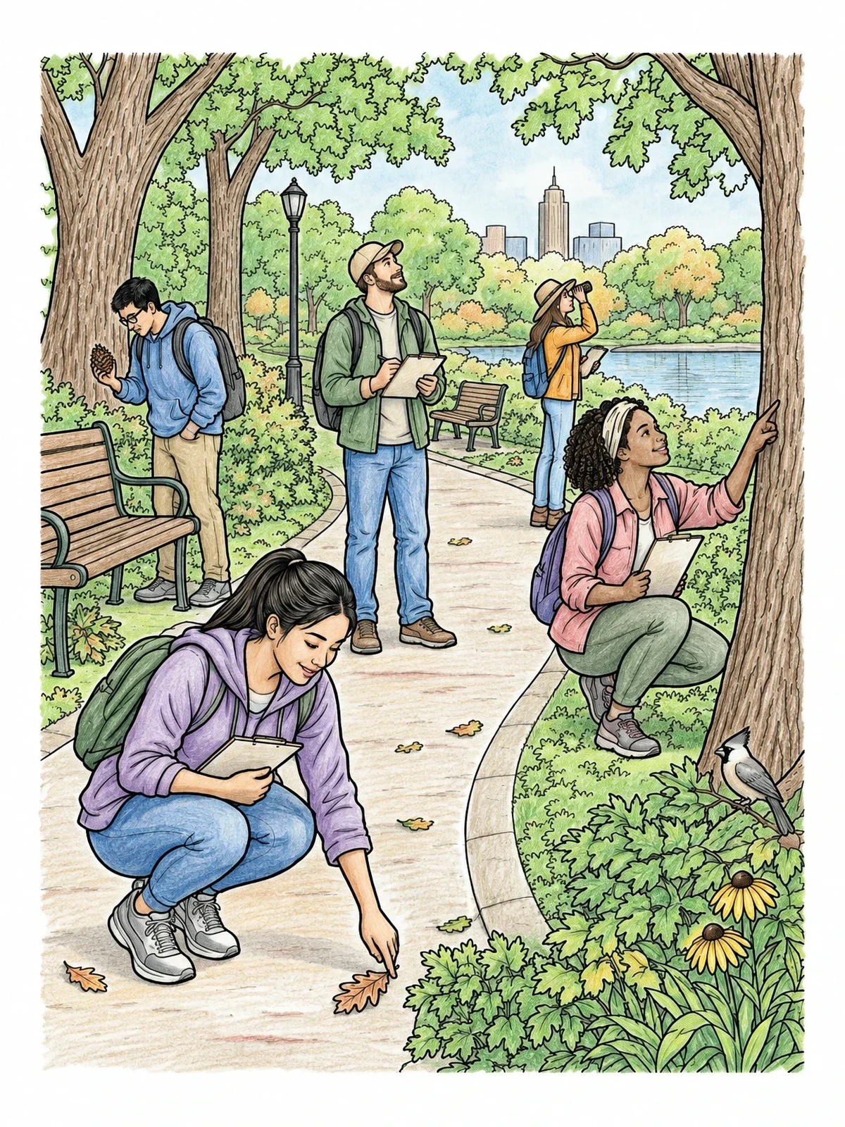 Colored example of the Nature Scavenger Hunt In The Park coloring page