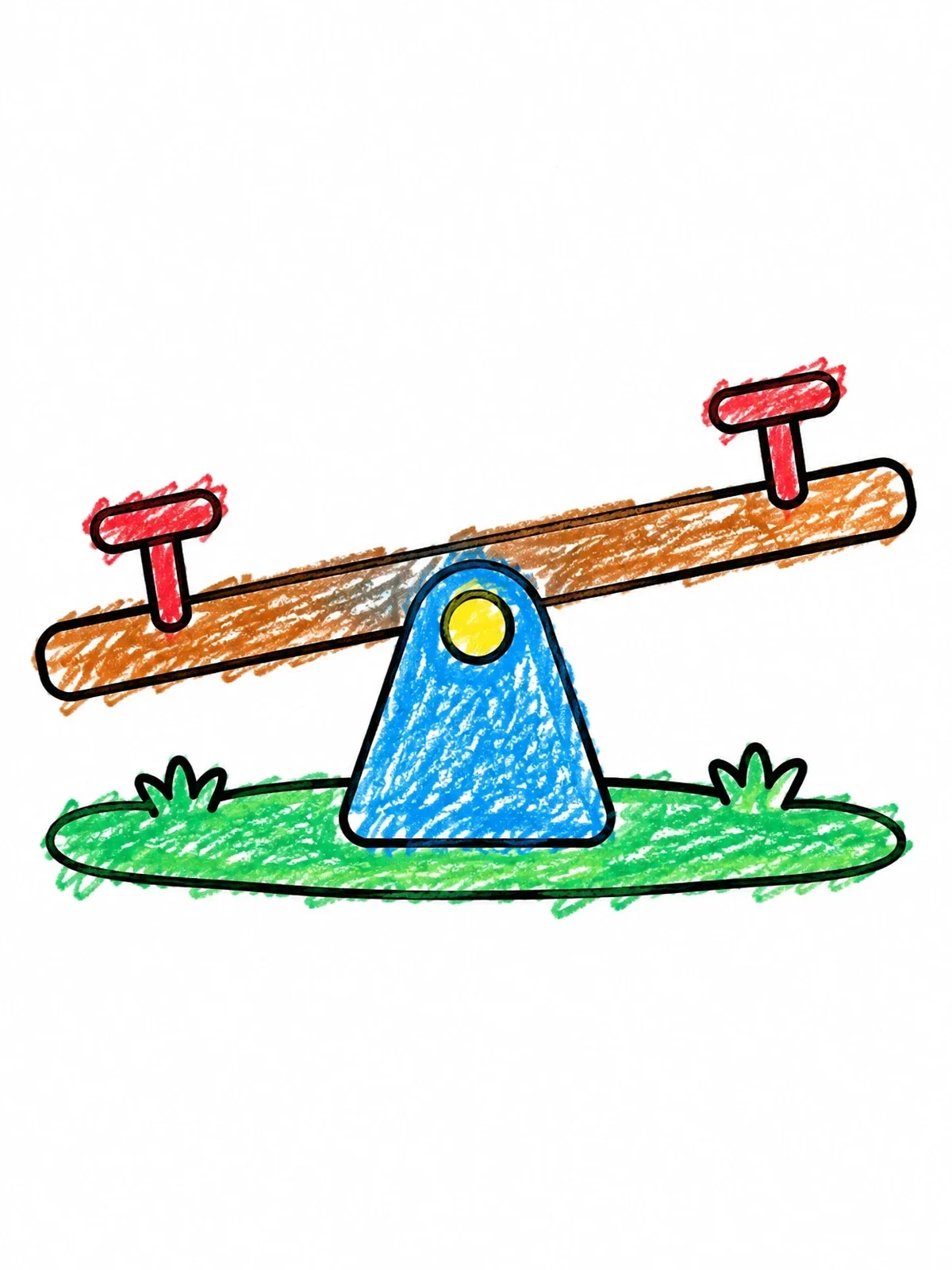 Colored example of the Simple Seesaw On The Grass coloring page