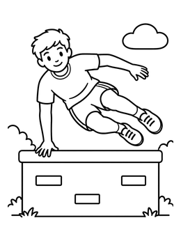 Free printable Boy Vaulting Over A Wall coloring page