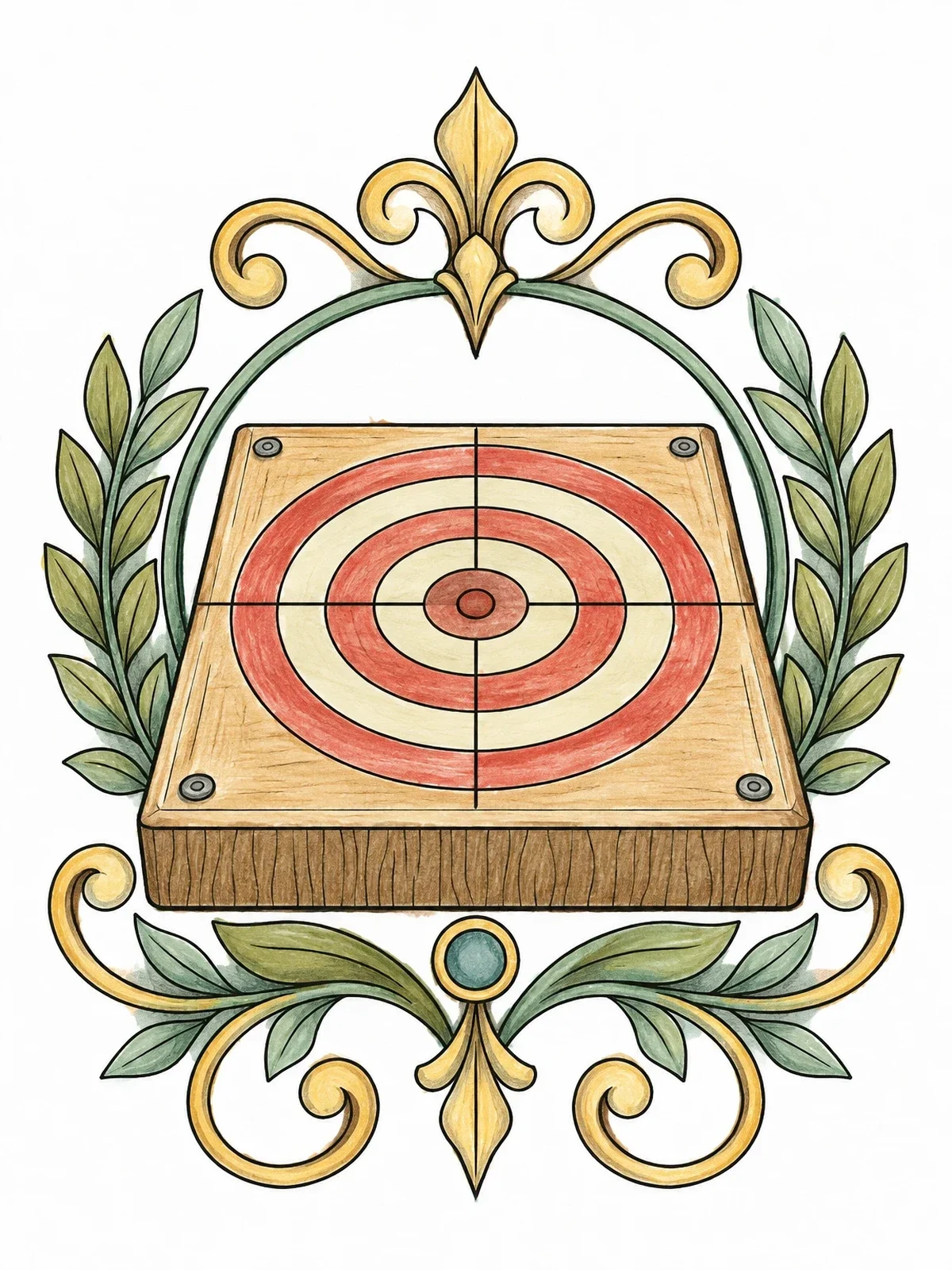 Colored example of the Precision Jump Target With Flourishes coloring page