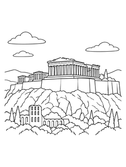 Free printable Parthenon Atop The Acropolis Hill coloring page
