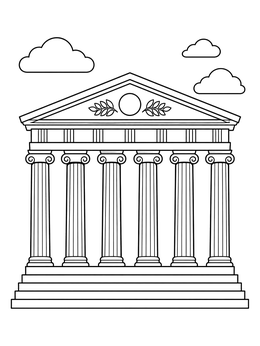 Free printable Ancient Greek Temple With Six Columns coloring page