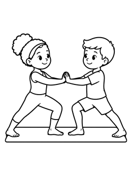 Free printable Partner Yoga Pose For Kids coloring page
