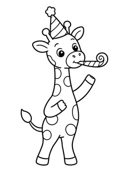 Free printable Party Giraffe With Horn coloring page