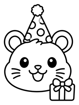 Free printable Party Hamster With Small Gift coloring page