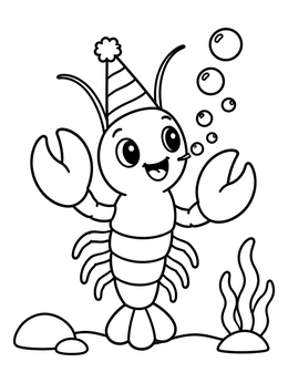 Free printable Party Lobster Blowing Bubbles coloring page