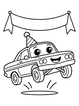 Free printable Party Lowrider Car Jumping coloring page