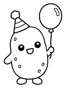 Free printable Party Potato With Balloon coloring page