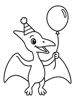 Free printable Party Pterodactyl With Balloon coloring page